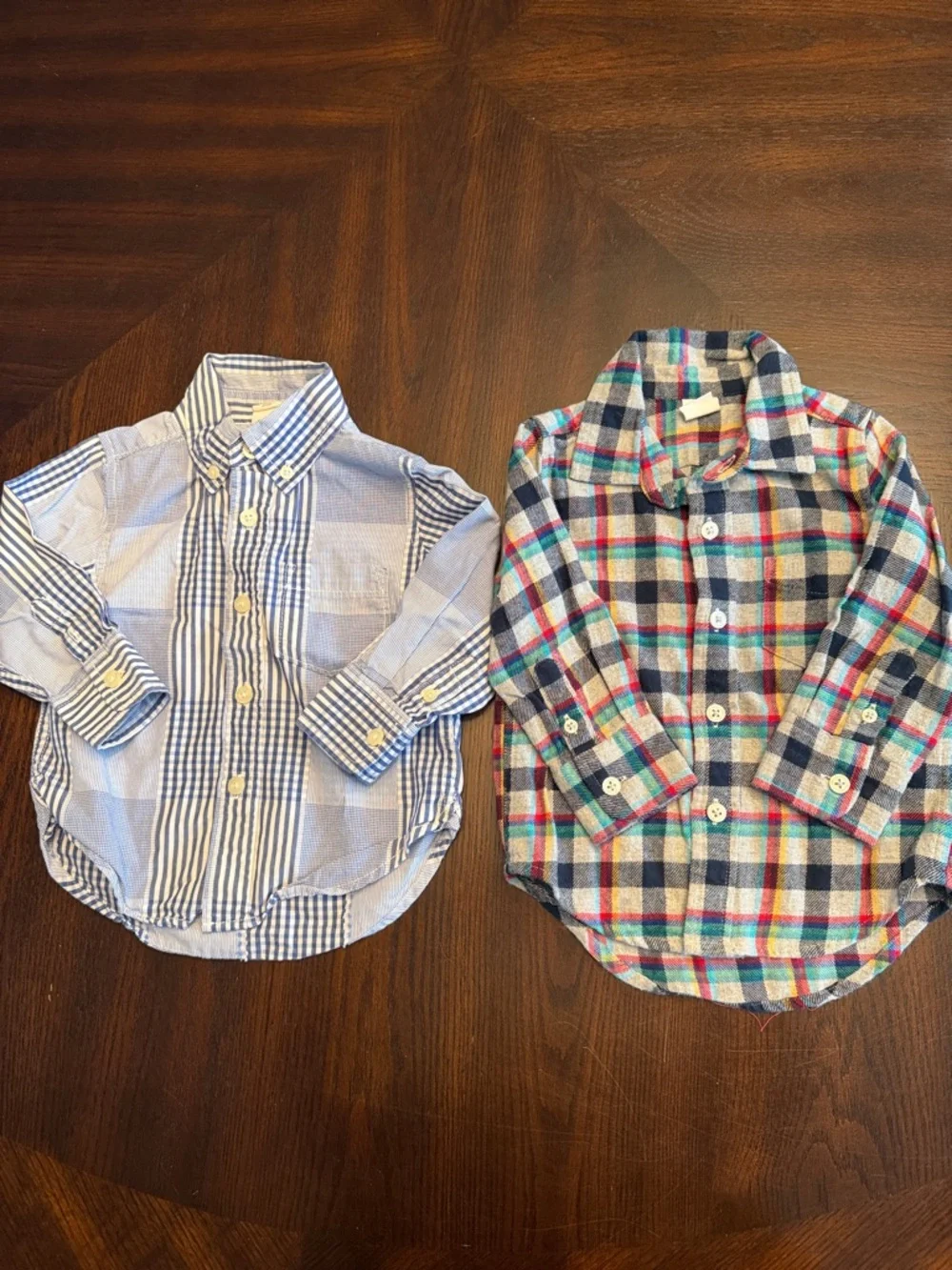 Baby Gap 12M Plaid & Striped Button Down Shirt Bundle Boys 2 Pack
